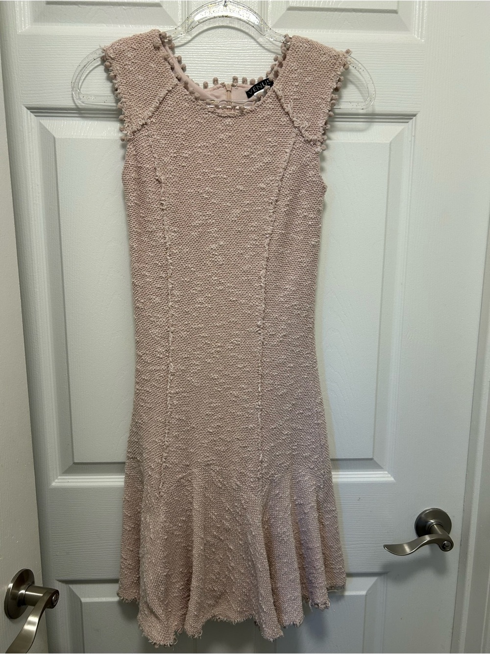 VENUS Blush Pink Textured Knit Midi Dress